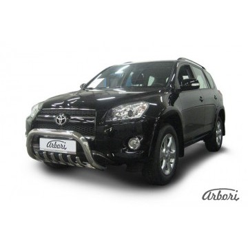 Кенгурятник d76 низкий с защитой картера Arbori нерж. сталь для Toyota RAV4 Long 2009-2014