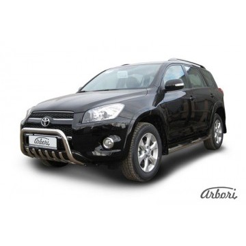 Кенгурятник d57 низкий c защитой картера Arbori нерж. сталь для Toyota RAV4 Long 2009-2014