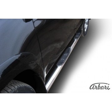 Защита порогов d76 с проступями Arbori нерж. сталь для Toyota RAV4 Long 2009-2014