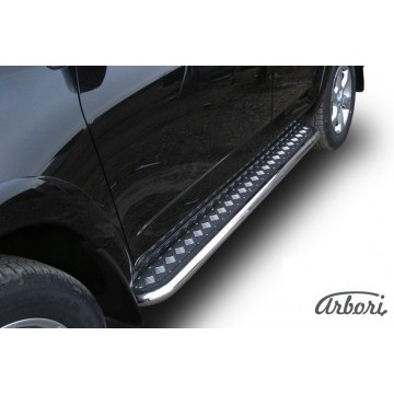 Защита порогов d57 с листом Arbori нерж. сталь для Toyota RAV4 Long 2009-2014
