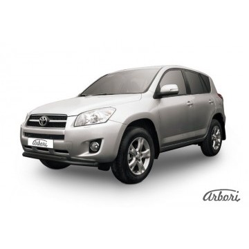 Защита переднего бампера d57+d57 двойная Arbori черн. для Toyota RAV4 2009-2014