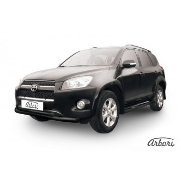 Защита переднего бампера d76+d57 двойная Arbori черн. для Toyota RAV4 Long 2009-2014