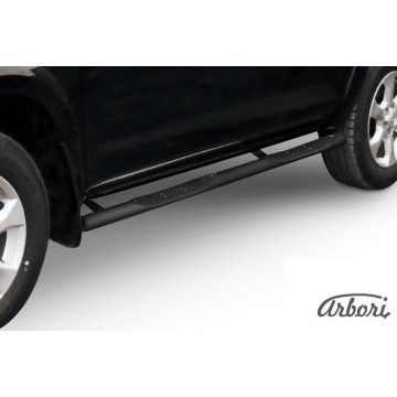 Защита порогов d76 с проступями Arbori черн. для Toyota RAV4 Long 2009-2014