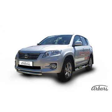 Защита переднего бампера d76 короткая Arbori нерж. сталь для Toyota RAV4 2010-2014