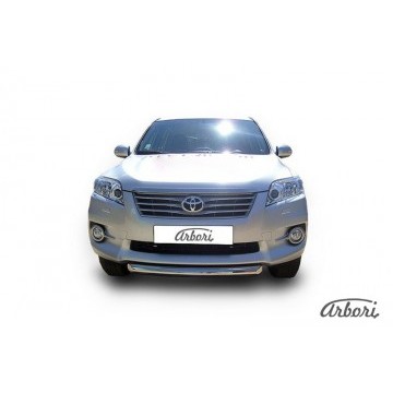 Защита переднего бампера d57 короткая Arbori нерж. сталь для Toyota RAV4 2010-2014