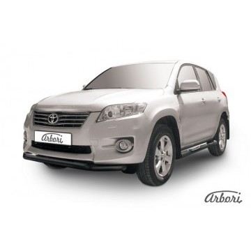 Защита переднего бампера d57+d42 двойная Arbori черн. для Toyota RAV4 2010-2014