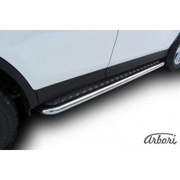 Защита порогов d57 с листом усиленная Arbori нерж. сталь для TOYOTA RAV4 2013-2015