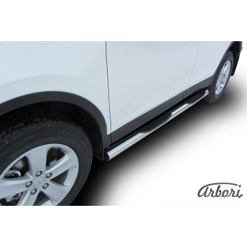 Защита порогов d76 с проступями Arbori нерж. сталь для TOYOTA RAV4 2013-2015