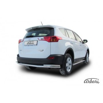 Защита заднего бампера d57+d42 двойная Arbori нерж. сталь для TOYOTA RAV4 2013-2015