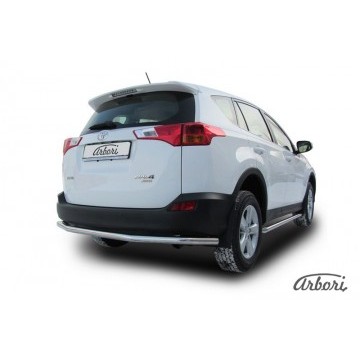 Защита заднего бампера d57 длинная Arbori нерж. сталь для TOYOTA RAV4 2013-2015