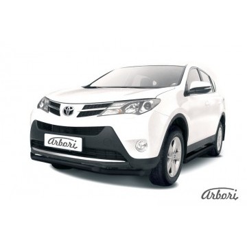 Защита переднего бампера d57+d57 двойная Arbori черн. для TOYOTA RAV4 2013-2015