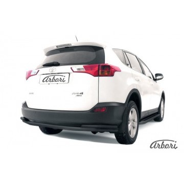 Защита заднего бампера d57+d42 двойная Arbori черн. для TOYOTA RAV4 2013-2015