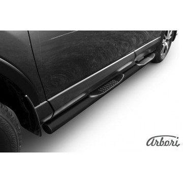 Защита порогов d76 с проступями Arbori черн. для TOYOTA RAV4 2015-нв