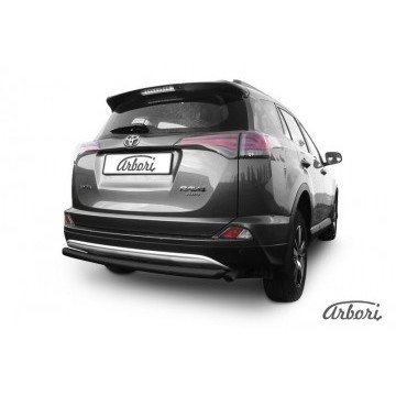 Защита заднего бампера d57 радиусная Arbori черн. для TOYOTA RAV4 2015-нв
