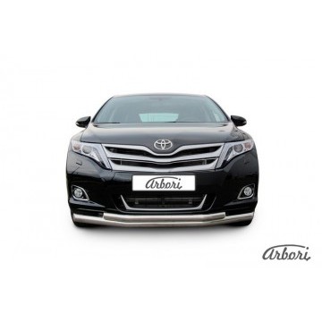 Защита переднего бампера d76+d57 двойная Arbori нерж. сталь для Toyota VENZA 2012-2017