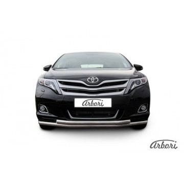 Защита переднего бампера d57+d57 двойная Arbori нерж. сталь для Toyota VENZA 2012-2017