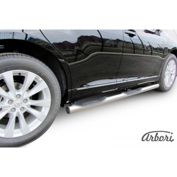 Защита порогов d76 с проступями Arbori нерж. сталь для Toyota VENZA 2012-2017