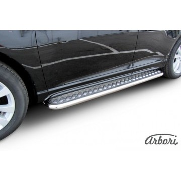 Защита порогов d57 с листом усиленная Arbori нерж. сталь для Toyota VENZA 2012-2017