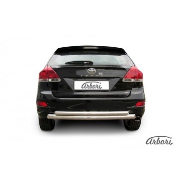 Защита заднего бампера d76+d57 двойная радиусная Arbori нерж. сталь для Toyota VENZA 2012-2017