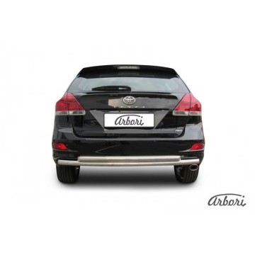 Защита заднего бампера d57+d57 двойная радиусная Arbori нерж. сталь для Toyota VENZA 2012-2017