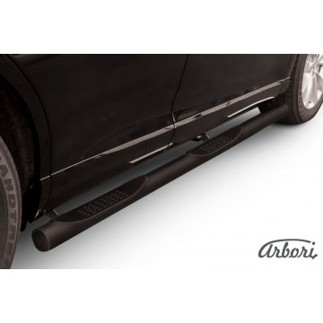 Защита порогов d76 с проступями Arbori черн. для Toyota VENZA 2012-2017