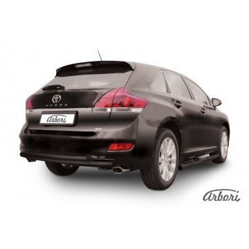 Защита заднего бампера d57+d57 двойная радиусная Arbori черн. для Toyota VENZA 2012-2017