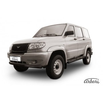 Защита переднего бампера d57 Arbori черн. для UAZ PATRIOT 2005-2014