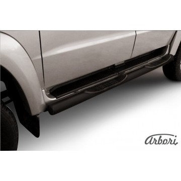 Защита порогов d76 с проступями Arbori черн. для UAZ PATRIOT 2005-2014