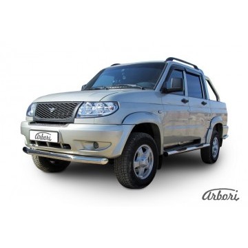 Защита переднего бампера d76 Arbori нерж. сталь для UAZ PICKUP 2007-2014