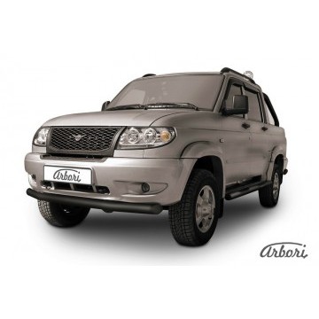 Защита переднего бампера d76 Arbori черн. для UAZ PICKUP 2007-2014