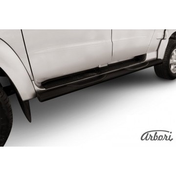 Защита порогов d76 с проступями  Arbori черн. для UAZ PICKUP 2007-2014