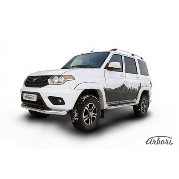 Защита переднего бампера d57 Arbori нерж. сталь для UAZ PATRIOT 2014-нв