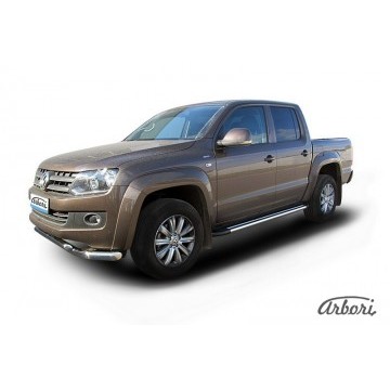 Комплект алюминиевых порогов Arbori Luxe Black 2000 для VOLKSWAGEN Amarok 2013-2016