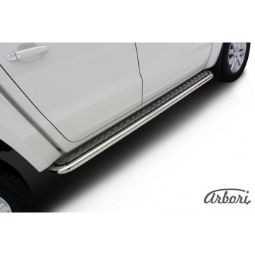 Защита порогов d57 с листом усиленная Arbori нерж. сталь для Volkswagen AMAROK(2013) 2013-2016