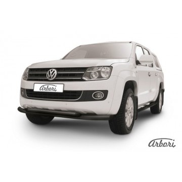 Защита переднего бампера d76+d57 двойная Arbori черн. для Volkswagen AMAROK(2013) 2013-2016