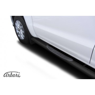 Защита порогов d76 с проступями Arbori черн. для Volkswagen AMAROK 2016-нв