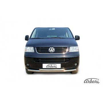 Защита переднего бампера d57+d57 двойная Arbori нерж. сталь для Volkswagen MULTIVAN 2003-2009
