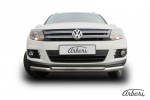Защита переднего бампера d76+d42 двойная Arbori нерж. сталь для Volkswagen TIGUAN 2011-2017