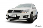 Защита переднего бампера d76 Arbori нерж. сталь для Volkswagen TIGUAN 2011-2017