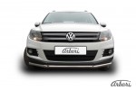 Защита переднего бампера d57+d42 двойная Arbori нерж. сталь для Volkswagen TIGUAN 2011-2017