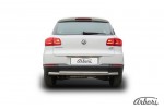 Защита заднего бампера d57+d42 двойная радиусная Arbori нерж. сталь для Volkswagen TIGUAN 2011-2017
