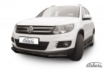 Защита переднего бампера d76+d42 двойная Arbori черн. для Volkswagen TIGUAN 2011-2017