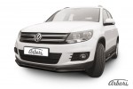 Защита переднего бампера d57+d42 двойная Arbori черн. для Volkswagen TIGUAN 2011-2017