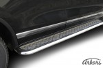 Защита порогов d57 с листом усиленная Arbori нерж. сталь для Volkswagen TOUAREG 2010-2014