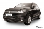 Защита переднего бампера d57+d57  двойная Arbori черн. для Volkswagen TOUAREG 2010-2014
