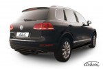 Защита заднего бампера d76+d57 двойная Arbori черн. для Volkswagen TOUAREG 2010-2014