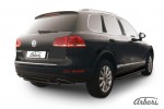 Защита заднего бампера d57+d57 двойная Arbori черн. для Volkswagen TOUAREG 2010-2014