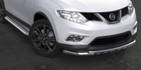 Защита порогов d57 с листом усиленная Arbori нерж. сталь для NISSAN X-Trail 2015-нв