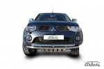 Защита переднего бампера d57+d57 двойная Arbori нерж. сталь для MITSUBISHI L200 2006-2015