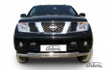 Защита переднего бампера d76+d57 двойная Arbori нерж. сталь для Nissan PATHFINDER 2011-2014